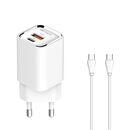 Incarcator retea serioux,intrare ac100-240v~ 50/60hz 0.7a max,pd ieșire: 5v-3a, 9v-3a, 12v-2.5a, 15v 2a, 20v=1.5a (30w), qc ieșire: 5v-3a, 9v-2a, 12v=1.5a (18w), pd+qc=5v=3.6a, total: 30w max, cablu type-c - type c 1m inclus,  Incarcatoare telefoane | electropc.ro