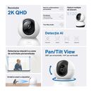 Tp-link tapo c220 camera supraveghere wi-fi pentru interior cu funcție pan/tilt și detectare ai, rezoluție: 2k 4mp qhd （2560 * 1440 px）, lentile: distanță focală: 4.0mm, f/no: 2.0, pan/tilt range:360° pe orizontală, 114° pe verticală, frame rate: 2560×144,  Camere supraveghere IP | electropc.ro