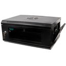 Cabinet 19″ spacer 4u 500x450mm, fixare pe perete, flatpack (dezasamblat), black, usa sticla cu blocare, panouri detasabile, otel 1mm, sarcina maxima 25kg,  Cabinete metalice | electropc.ro
