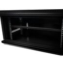 Cabinet 19″ spacer 6u 500x450mm, fixare pe perete, flatpack (dezasamblat), black, usa sticla cu blocare, panouri detasabile, otel 1mm, sarcina maxima 25kg,  Cabinete metalice | electropc.ro