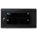 Cabinet 19″ spacer 6u 500x450mm, fixare pe perete, flatpack (dezasamblat), black, usa sticla cu blocare, panouri detasabile, otel 1mm, sarcina maxima 25kg,  Cabinete metalice | electropc.ro