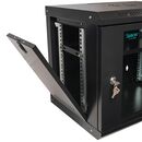 Cabinet 19″ spacer 9u 500x400mm, fixare pe perete, flatpack (dezasamblat), black, usa sticla cu blocare, panouri detasabile, otel 1mm, sarcina maxima 25kg,  Cabinete metalice | electropc.ro