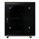 Cabinet 19″ spacer 12u 500x400mm, fixare pe perete, flatpack (dezasamblat), black, usa sticla cu blocare, panouri detasabile, otel 1mm, sarcina maxima 25kg,  Cabinete metalice | electropc.ro