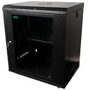 Cabinet 19″ spacer 12u 500x450mm, fixare pe perete, flatpack (dezasamblat), black, usa sticla cu blocare, panouri detasabile, otel 1mm, sarcina maxima 25kg,  Cabinete metalice | electropc.ro