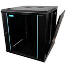 Cabinet 19″ spacer 12u 600x600mm, fixare pe perete, flatpack (dezasamblat), black, usa sticla cu blocare, panouri detasabile, otel 1.5mm, sarcina maxima 60kg,  Cabinete metalice | electropc.ro