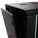 Cabinet 19″ spacer 15u 600x600mm, fixare pe perete, flatpack (dezasamblat), black, usa sticla cu blocare, panouri detasabile, otel 1.5mm, sarcina maxima 60kg,  Cabinete metalice | electropc.ro