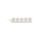 Prelungitor bachmann selly 5xcee7/3 pc, fara intrerupator, lungime cablu 1.5m, h05vv-f 3g1, alb,  Prelungitoare | electropc.ro