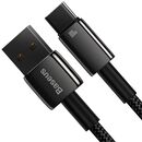 Cablu alimentare si date baseus, fast charging data cable pt. smartphone, usb la usb type-c (t), 100w, 480mbps, aliaj zinc, braided(nylon), 2m, negru,  Cabluri periferice | electropc.ro