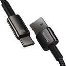 Cablu alimentare si date baseus, fast charging data cable pt. smartphone, usb la usb type-c (t), 100w, 480mbps, aliaj zinc, braided(nylon), 2m, negru,  Cabluri periferice | electropc.ro