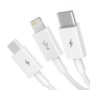 Cablu alimentare si date baseus superior series, pt. smartphone, usb la micro-usb + lightning iphone + usb type-c 3.5a, 1.5m, alb,  Cabluri periferice | electropc.ro