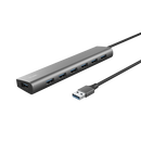 Hub trust halyx , 7 porturi usb 3.2 gen 1, material aluminiu, input usb- c, output usb-a 7, gri,  Hub-uri USB | electropc.ro