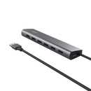 Hub trust halyx , 7 porturi usb 3.2 gen 1, material aluminiu, input usb- c, output usb-a 7, gri,  Hub-uri USB | electropc.ro