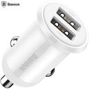 Incarcator auto baseus grain pro, 2 x usb output 5v/4.8a total ambele porturi, pt. bricheta auto, alb,  Incarcatoare telefoane | electropc.ro