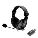 Casti spacer, cu fir, standard, utilizare multimedia, microfon pe brat, conectare prin adaptor usb 2.0 sau jack 3.5 mm x 2, negru,  Casti audio | electropc.ro