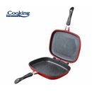 Tigaie dubla dreptunghiulara tip grill, aluminiu, 32x24x7.5 cm, easy cook red line, cooking by heinner,  Tigai si seturi | electropc.ro