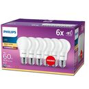 6 becuri led philips a60, e27, 8w (60w), 806 lm, lumina calda (2700k), mat,  Becuri si Tuburi LED | electropc.ro