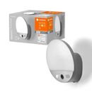 Aplica led pentru exterior cu camera si senzor ledvance smart+ wifi round camera, 15w, 950 lm, lumina calda (3000k), dimabila, cu difuzor si alarma, ip44/ik03, 180x105mm, policarbonat, gri inchis,  Aplice de exterior | electropc.ro
