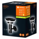 Aplica led solara pentru exterior cu senzor de lumina si miscare ledvance endura style solar wall sensor double circle, 6w, 3.2 v, 400 lm, lumina calda (3000k), ip44/ik03, 220x185x178mm, otel, pir °90, raza detectie 6m, negru,  Aplice de exterior | electropc.ro