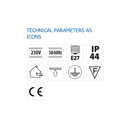 Pendul tip felinar vivalux sofia, e27, max 1x60w, ip44, 145x145x1000mm, argintiu, bec neinclus,  Aplice de exterior | electropc.ro
