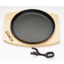Platou servire rotund , 22 cm , fonta pura, cu maner detasabil si baza din lemn, cooking  by heinner,  Tigai si seturi | electropc.ro