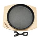 Platou servire rotund , 22 cm , fonta pura, cu maner detasabil si baza din lemn, cooking  by heinner,  Tigai si seturi | electropc.ro