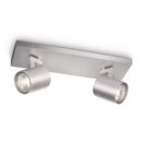 Spot dublu philips runner, 2xgu10, 2x20w, ip20, 10.9x30.5x9cm, metal, argintiu,  Lampi de interior | electropc.ro