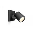 Spot led philips hue runner, bluetooth, gu10, 5w (50w), 350 lm, luminaalba (2200-6500), ip20, 11cm, metal, negru, intrerupator cu va riator inclus,  Lampi de interior | electropc.ro