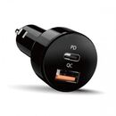 Incarcator auto genius qc si pd 36w total max, quick charge 18w, power delivery 18w, 36w total max., 1 x usb-a + 1 x usb type-c, pt. bricheta auto, negru,  Incarcatoare telefoane | electropc.ro