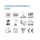 Senzor de miscare aplicat ir vivalux flex, 230v, ip44, 86x95x73mm, incandescent 1200w, led 300w, negru,  Aplice | electropc.ro