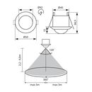 Senzor de miscare incastrat ir vivalux kylo, 230v, ip20, Ø50x66.5mm, incandescent 800w, led 400w, alb,  Aplice | electropc.ro