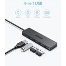 Hub usb anker 4-in-1, porturi: 4 x usb 3.2 gen 1, conectare prin usb 2.0 (t), rata transfer 5 gbps, abs, negru,  Hub-uri USB | electropc.ro
