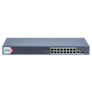 Switch 16 porturi poe gigabit, hikvision ds-3e1518p-ei(v2), web management, 16 × gigabit poe ports( poe output power management), and 2 × gigabit fiber optical ports, ieee 802.3at/af standard for poe ports, af/at camera can reach up to 300 m in extend mod,  Switch-uri | electropc.ro