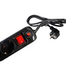 Prelungitor spacer, schuko x 5, conectare prin schuko (t), usb x 2, cablu 3 m, 16 a, max. 3500w, protectie supratensiune, negru,  Prelungitoare | electropc.ro