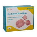 Set diversificare 3 piese silicon : bol , farfurie si cana cu cioc, roz, u-grow,  Articole hranire bebelusi | electropc.ro