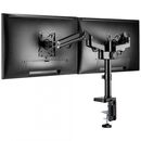 Brat de birou pentru monitor neomounts, poate sustine 2 monitoare cu diagonala display 17-27", suporta pana la 14kg per monitor, full motion, +45°, -45° inclinatie, +90°, -90° swivel, +180°, -180° rotatie,  vesa min 75x75, vesa max 100x100, reglabil pe in,  Suporturi TV & Monitor | electropc.ro