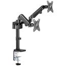 Brat de birou pentru monitor neomounts, poate sustine 2 monitoare cu diagonala display 17-27", suporta pana la 14kg per monitor, full motion, +45°, -45° inclinatie, +90°, -90° swivel, +180°, -180° rotatie,  vesa min 75x75, vesa max 100x100, reglabil pe in,  Suporturi TV & Monitor | electropc.ro