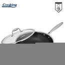 Tigaie wok inox + capac sticla 30x8.5 cm, 4.5l, titanium3, cooking by heinner,  Tigai si seturi | electropc.ro