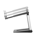 Nm newstar foldable laptop stand stand silver/ black  specifications general min. screen size*: 10 inch max. screen size*: 17 inch min. weight: 0 kg max. weight: 5 kg screens: 1 desk mount: stand  functionality height adjustment: 20,7-26,7 cm width adjust,  Stand & Cooling pad | electropc.ro