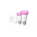 Pachet 2 becuri led rgb inteligente philips hue a60, bluetooth, e27, 9w (75w), 1100 lm, lumina alba si color (2000-6500k) + consola hue bridge + intrerupator cu variator,  Becuri si Tuburi LED | electropc.ro