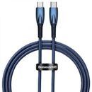 Cablu alimentare si date baseus glimmer, fast charging data cable pt.smartphone, usb type-c la usb type-c 100w, 1m, albastru,  Cabluri periferice | electropc.ro
