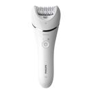 Epilator umed si uscat philips seria 8000 bre710/00, 32 pensete, 2 viteze, 5 accesorii, wet&dry, acumulator, alb, l x a x i (mm) 65x148x185,  Epilatoare | electropc.ro
