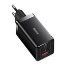Incarcator retea baseus gan5 pro, quick charge 65w, 2 porturi usb pd, 1 port usb quick charge, include cablu usb -c la usb-c de 100w, lungime 1m, negru,  Incarcatoare telefoane | electropc.ro