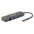 D-link dub-2334 5-in-1 usb-c hub with gigabit ethernet and power delivery, 1* usb-c connector, 1* gigabit ethernet, 3* usb type- aport (usb 3.0), 1* usb-c powerdelivery.,  Docking stations | electropc.ro
