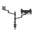Suport dublu laptop de birou neomounts ds20-425bl2; pentru display-uri cu diagonale 17"-27", sistem de prindere vesa 75x75~100x100, greutate maxima suportata 8kg, tilt +90°, -30°, swivel 90°, rotate 360°, distanta fata de perete 162-494mm; inaltime reglab,  Suporturi TV & Monitor | electropc.ro