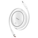 Cablu alimentare si date baseus free2draw mini, fast charging data cablept. smartphone, retractabil, usb type-c la usb type-c 100w, 1m, alb,  Cabluri periferice | electropc.ro