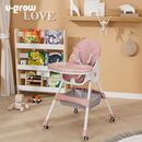 Scaun de masa 2 in 1, pliabil, roz, u-grow,  Scaune de masa bebe | electropc.ro