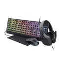 Kit trust gxt 792 quadrox 4-in-1, kitul contine: casti gaming, tastatura gaming, mouse gaming, mousepad, adaptor,  Tastaturi | electropc.ro