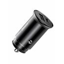 Incarcator auto baseus circular metal, 2 porturi usb iesire, pentru bricheta auto,  negru,  Incarcatoare telefoane | electropc.ro