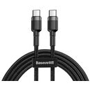 Cablu alimentare si date baseus cafule, fast charging data cable pt. smartphone, usb type-c la usb type-c 3a / 60w, 2m, gri + negru,  Cabluri periferice | electropc.ro