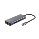 Adaptor trust dalyx 6-1, 4 porturi usb, material rabs (abs copolymer) 98%, hdmi v 2.0 (3840*2160@60hz, 1080p@120hz, giga lan (1gbps, gri,  Hub-uri USB | electropc.ro
